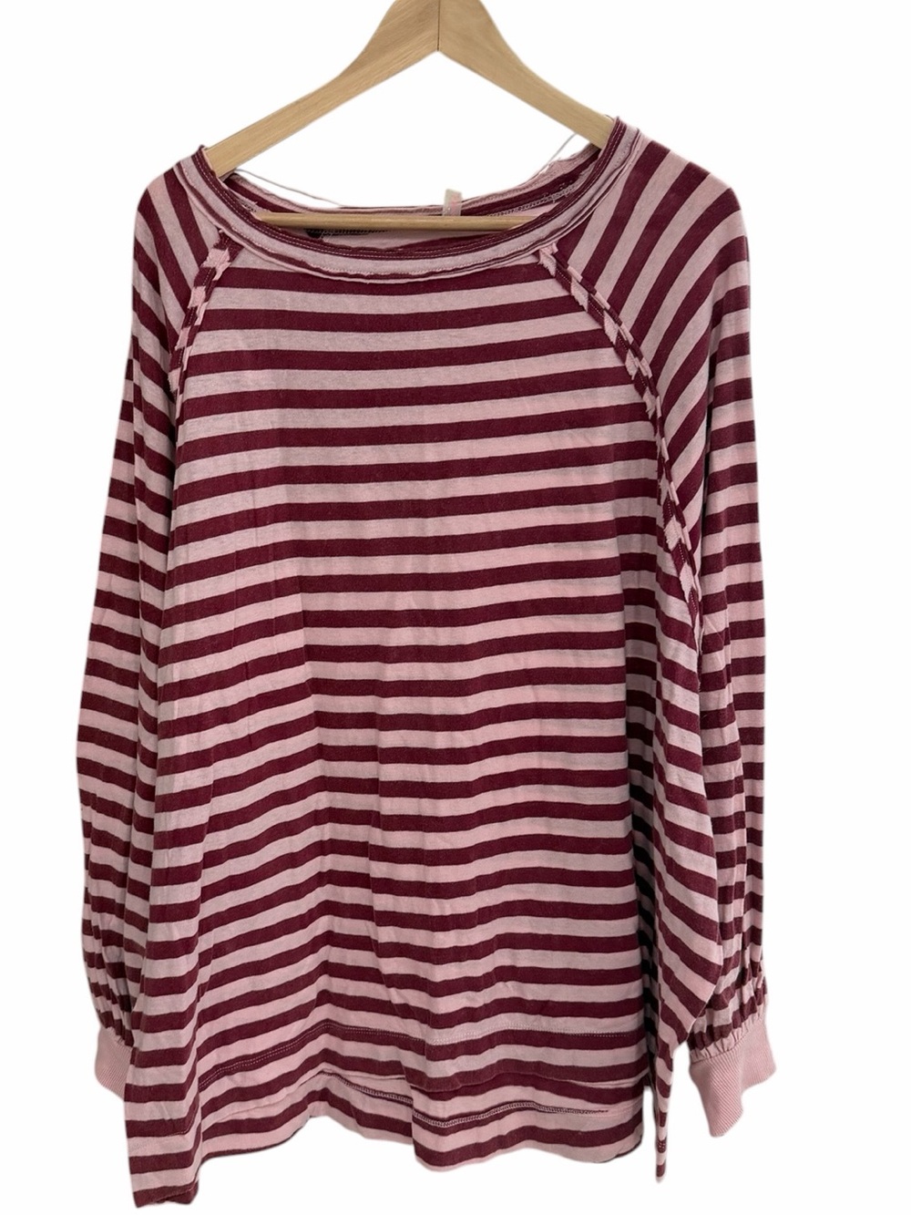 New Free People “She’s Everything” Long Sleeve Pink Stripped Top - Picture 2 of 5